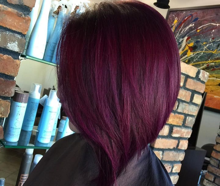 Plum Hair Colored Red Lob Hairstyle