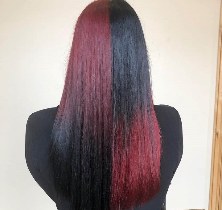 Red And Black Colored Long Straight Hair 
edgy hair cuts
edgy hair styles
edgy haircuts for long straight hair
