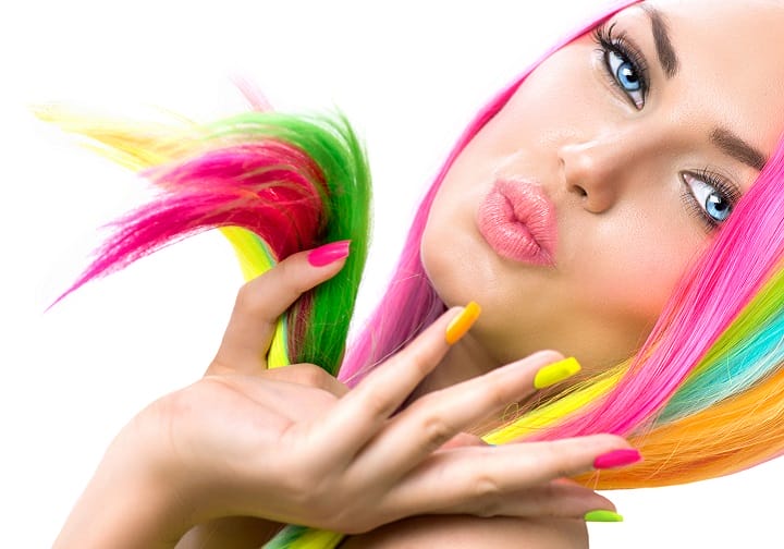 Young Girl With Rainbow Hair Color Shade
