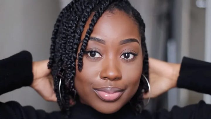 Black Woman With Two Strand Mini Twists Hairstyle