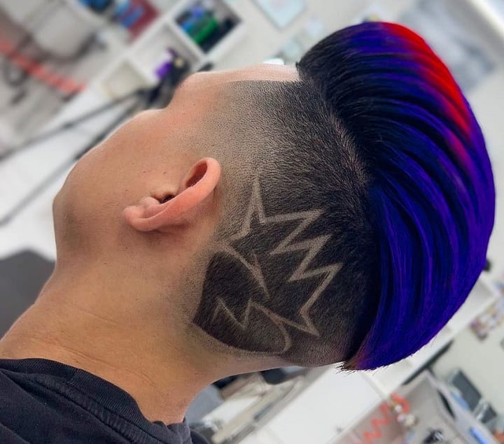 Blue Red Undercut With Hairtattoo