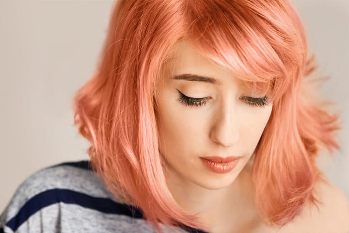 Woman With Peach Hair Color