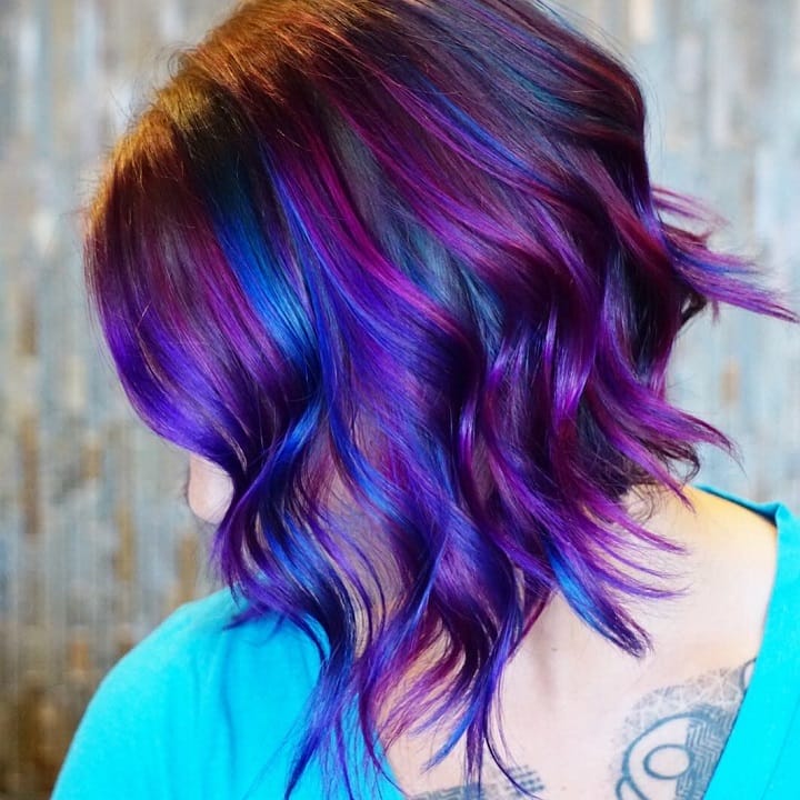 Plum And Electric Blue Highlights