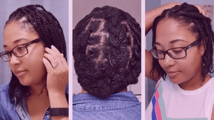 African-American Girl Doing Two Strand Twist Dreads Haircut