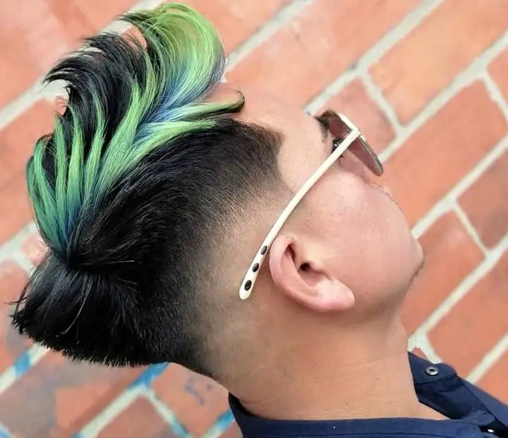 Electric Green Highlights faux Hawk