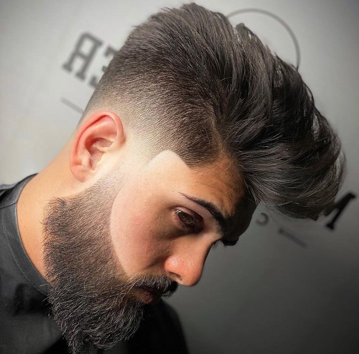 Low Razor Fade With Textured Fringe and Full Beard 