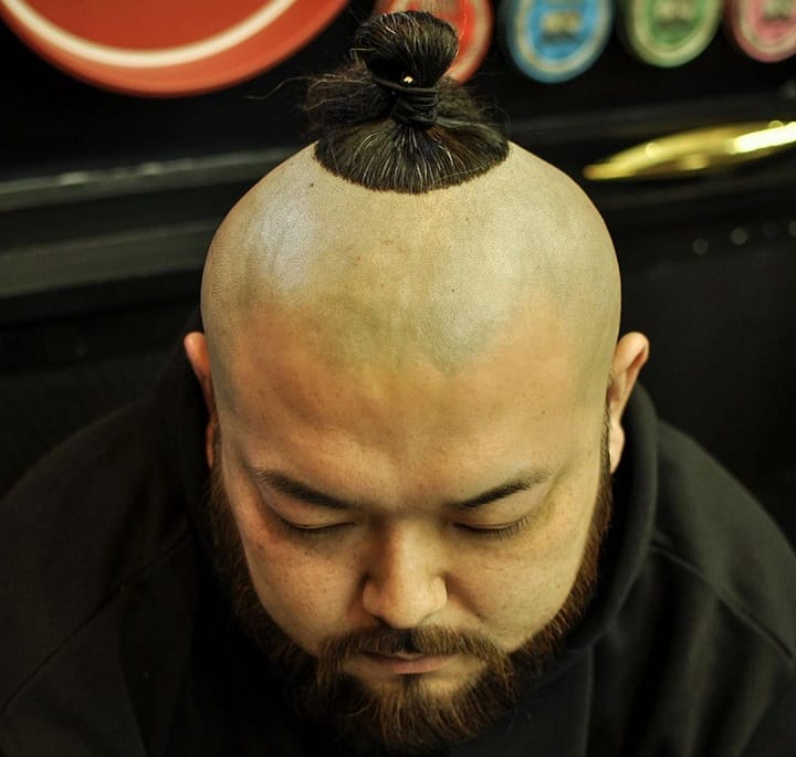 Short Man Bun Ugly Hairstyle 