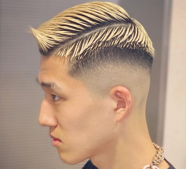 Bleached Hard Fade Side Part