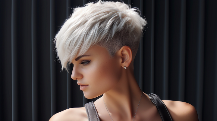 Choppy Pixie Icy Blonde Hairstyle with Undercut