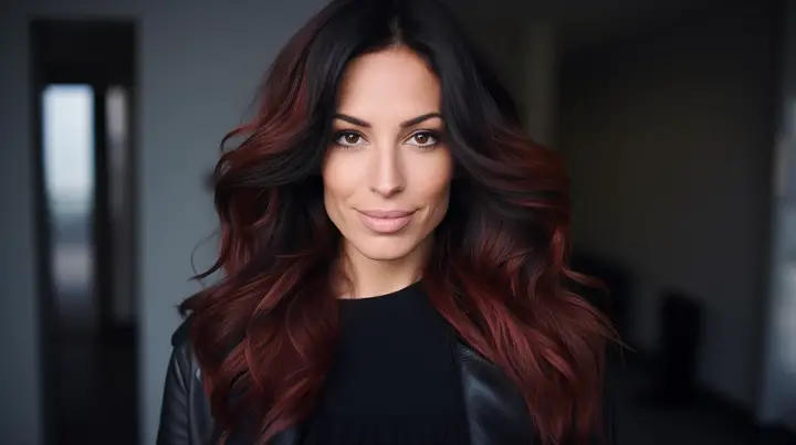 Dark Auburn Haircut with Dark Roots