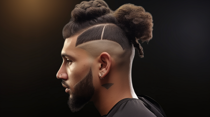 Frohawk Temp Fade Hairstyle with Buns