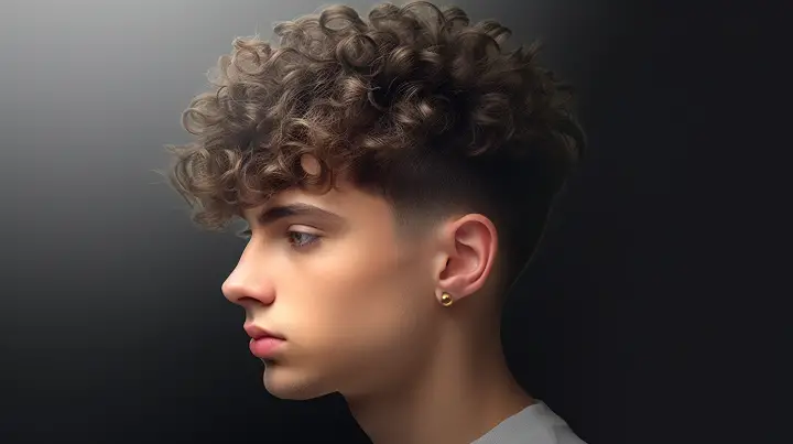 High Fade and Curly Hair Hairstyle