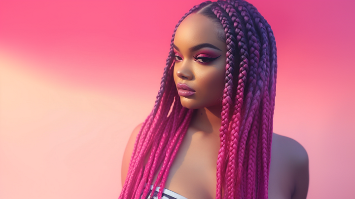 Hot Pink Ombre Large Box Braids Hairstyle