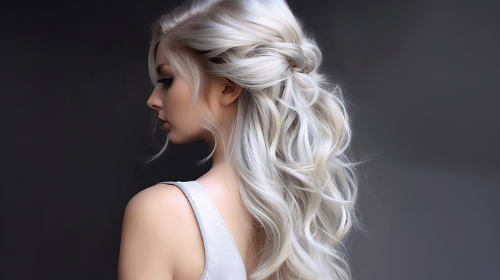 Icy Blonde on Blonde Half Updo Hairstyle