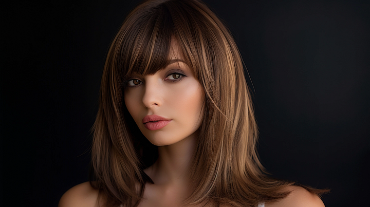 Long Layers Hair with Side-Swept Fringe