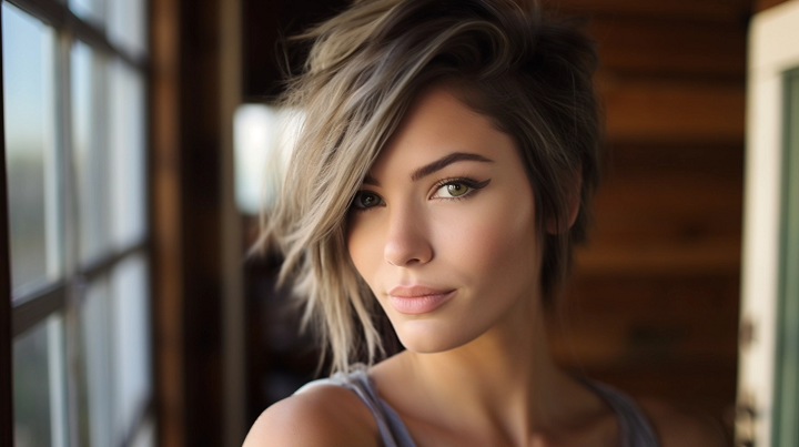 Long Pixie Hair with Side-Swept Bangs