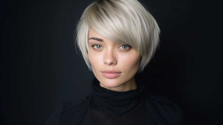 Platinum Side-Swept Fringe Hair