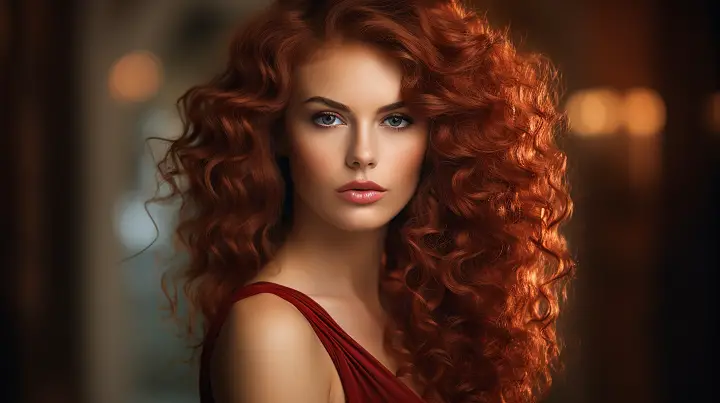 Romantic Red Highlights Hairstyle Women