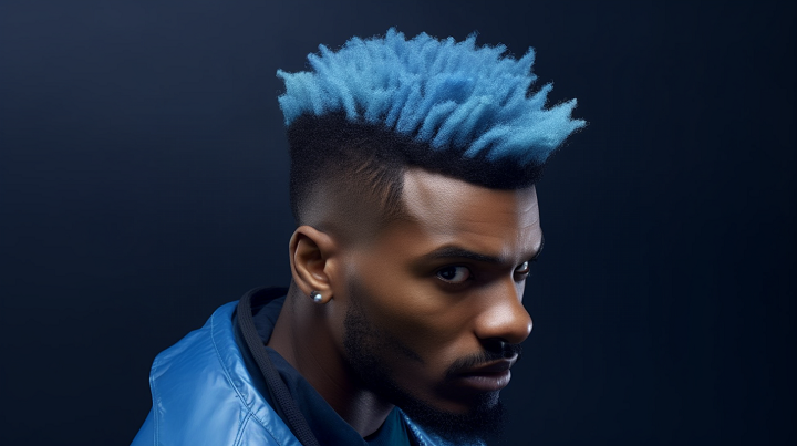 Shades of Blue Frohawk Haircut for Men