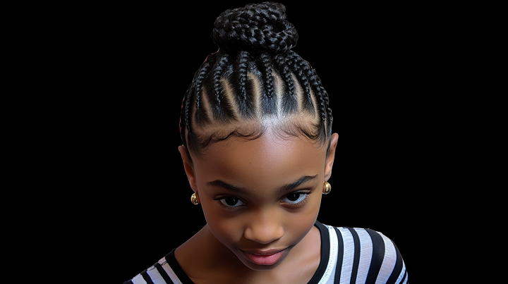 Top Knot Hair with Cornrows for Girls