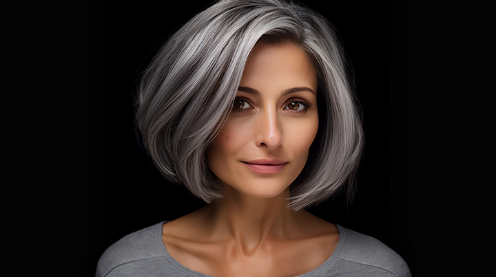 Bob Hairdo Gray Haircut Blend