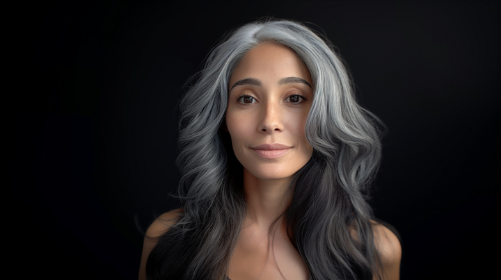 Charcoal Gray Hairstyle with Face Framing