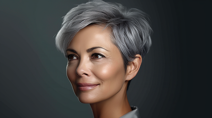 Chic and Short Gray Haircut Blend