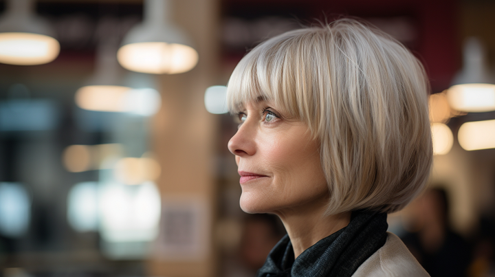 Chin-Length Icy Blonde Bob Haircut