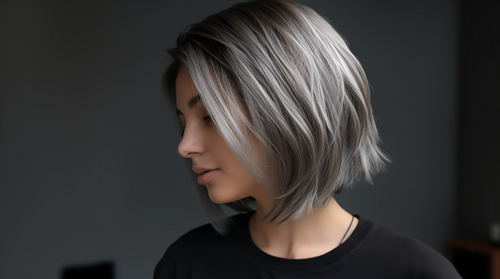 Chunky Silver Hairstyle Strips on Dark Base