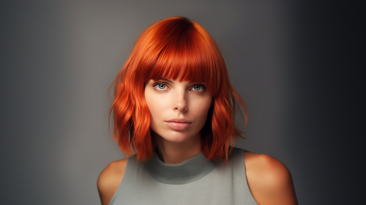 Copper Red Thin Haircut with Short Fringe