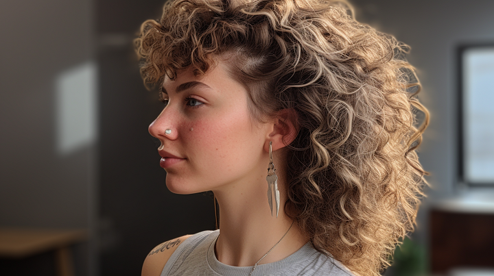 Curly Hair Mullet Hairstyle