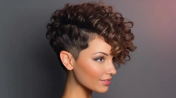 Curly Pixie Hairstyle with V-Cut