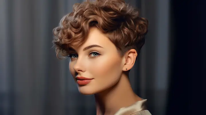 Cute Pixie Hairstyle with Curly Bangs