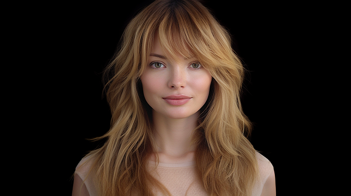 Face-Framing Layered Hairstyle with Bardot Bangs