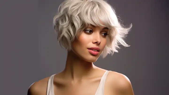 Feathered Full Fringe Hairstyle with Short Hair