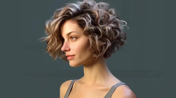 Jaw-Length Curly Messy Bob Haircut