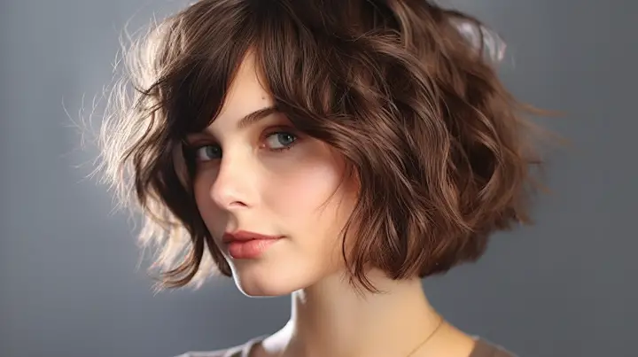 Jaw-Length Short Shaggy Walnut Brown Bob Hairstyle