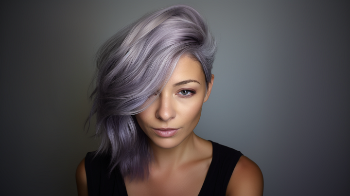 Lavender Gray Haircut with Highlights