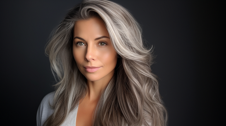 Long Gray Hair Blend Look