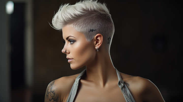 Platinum Edgy Pixie Hair with Shaved Sides