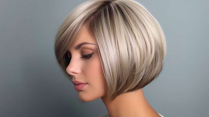 Rounded Short Blonde Bob Hair with Layers