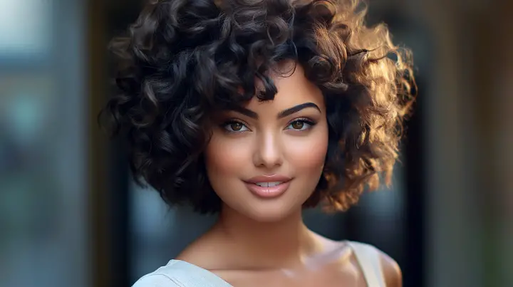 Short Curly Haircut for Round Faces