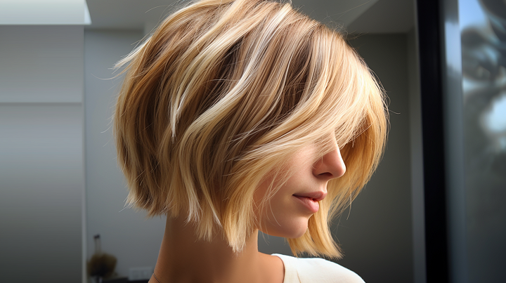 Short Golden-Blonde Bob Hair with Piecey Layers