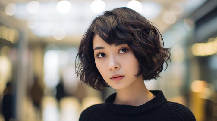 Short Hairstyle with Heavy Curly Ends