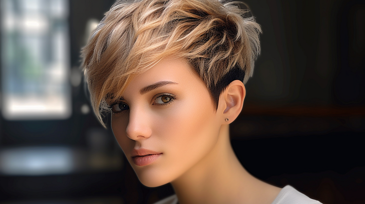 Short Pixie Hairstyle with Lowlights