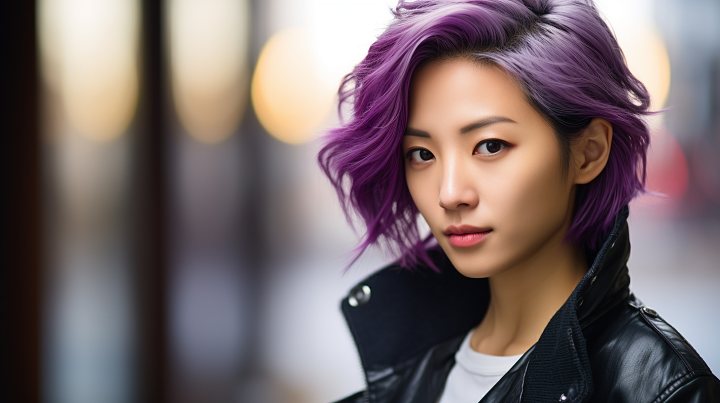 Short Purple Japanese Waves Hairstyle
