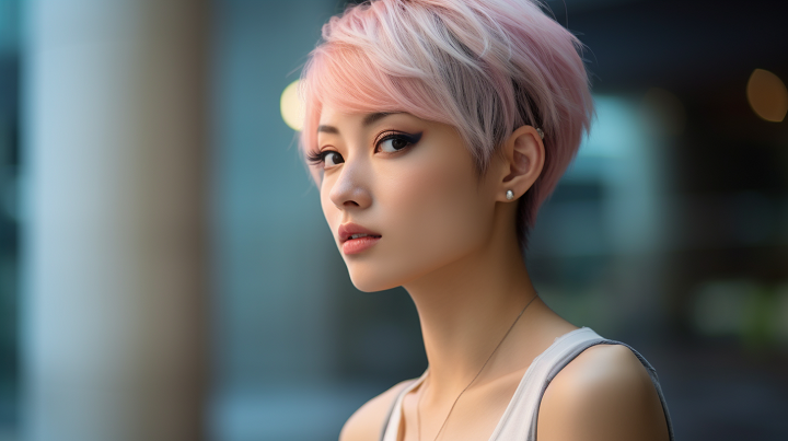 Short Rose Quartz Haircut for Japanese Women