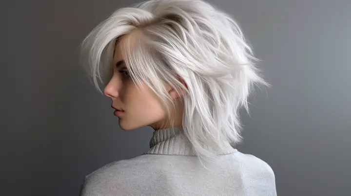 Short Silver-White Shaggy Haircut