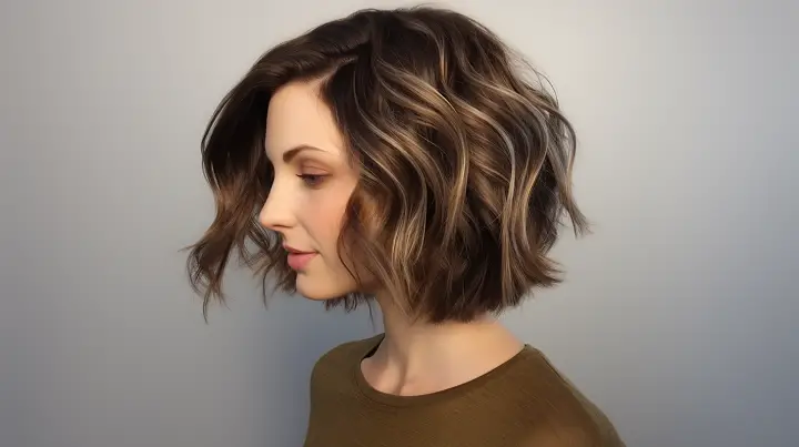 Short Tousled Wavy Bob Hair for Brunettes