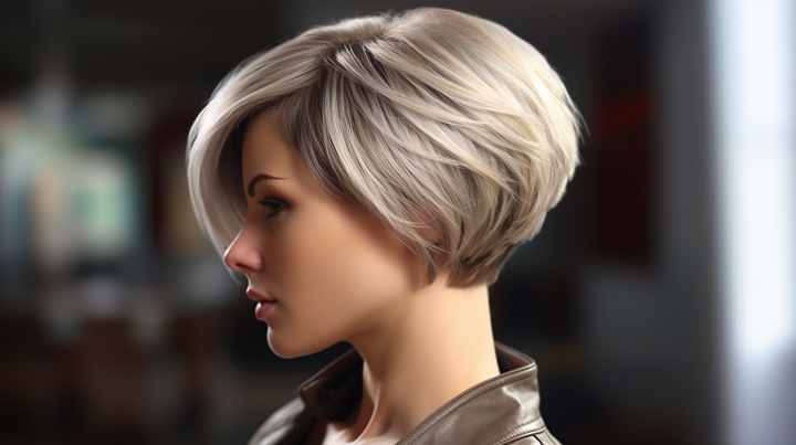 Short Two-Tone Stacked Pixie Bob Haircut
